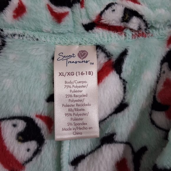 Women's Super Soft Plush Penguin Print Cuffed Sleep Pajama Pants, Size XL(16-18) - Picture 3 of 4